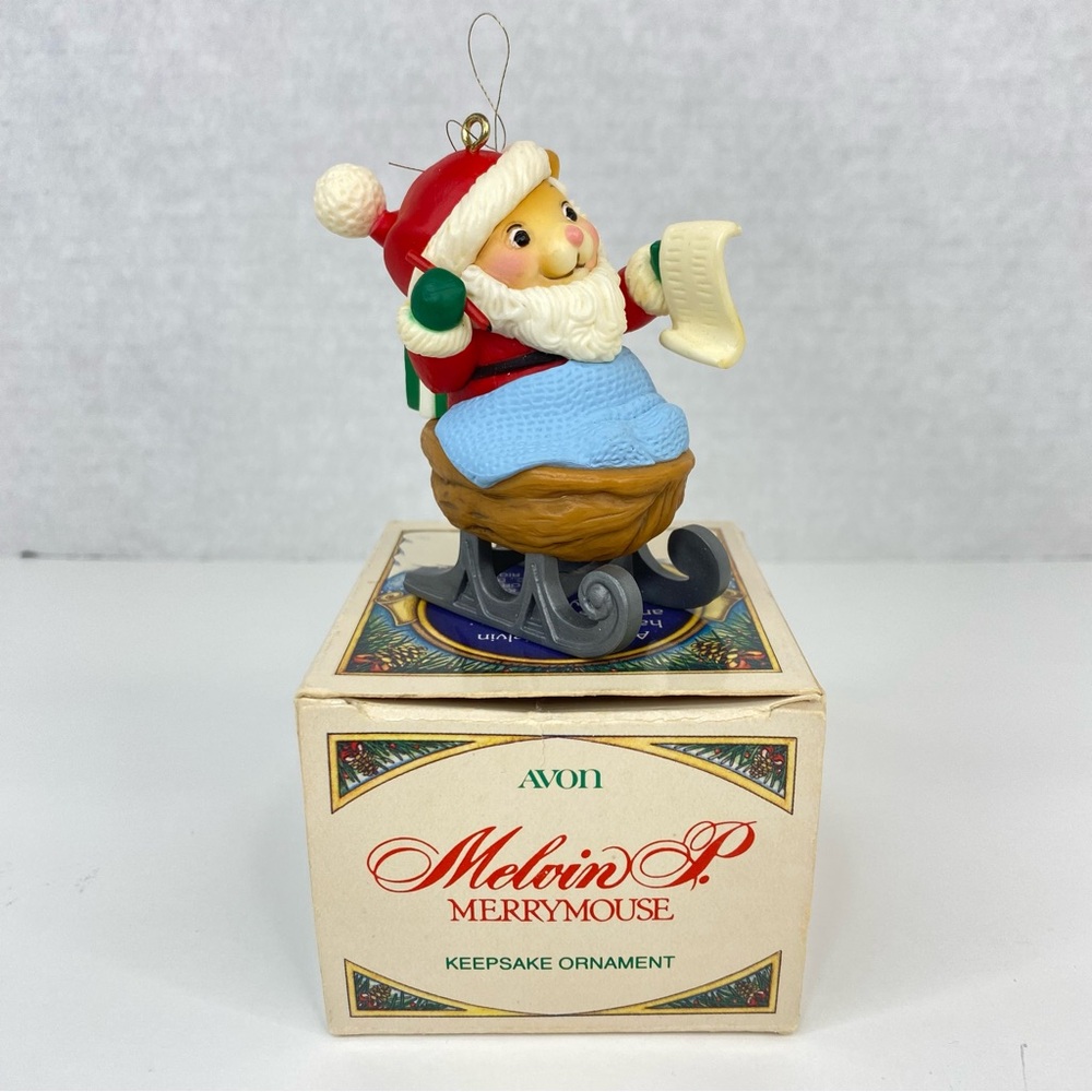 Avon Vintage Keepsake Christmas Ornament Melvin P. Merrymouse Santa
